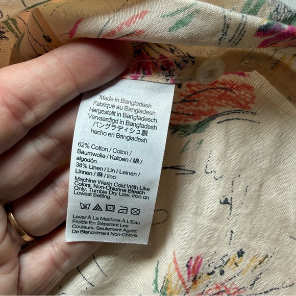 J Crew Shirt Mens XL Fishing Lure Short Sleeve Button Up Linen Cotton Blend - Picture 3 of 7